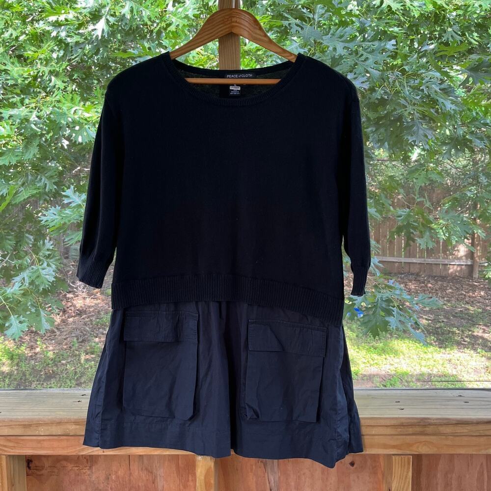 Peace Of Cloth Women's Black Mixed Knit Top Size M